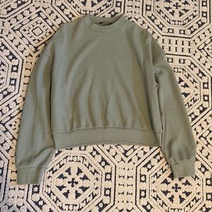 SHEIN Waffle Knit Mock Neck Pullover Sage Green